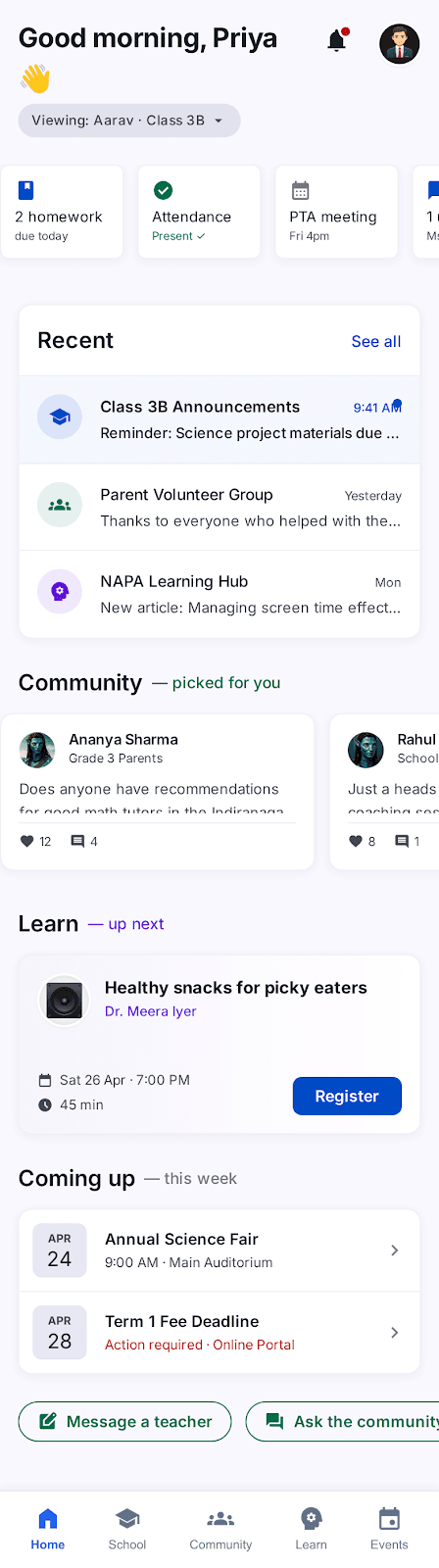 NAPA home screen